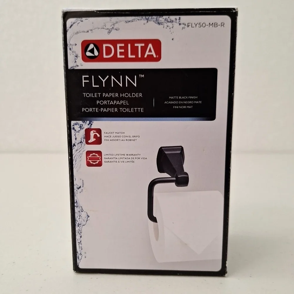 DELTA Flynn Toilet Paper Holder Matte Black FLY50-MB-R NEW